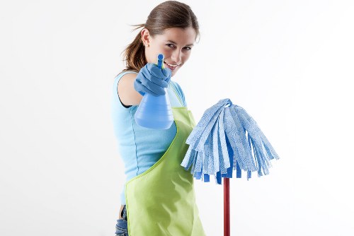 Professional communal area cleaning in a Westkensington apartment block entrance