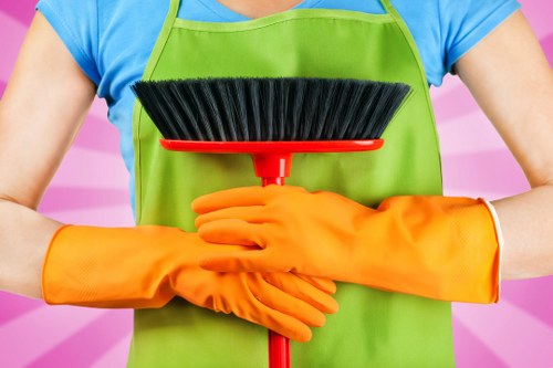 Office cleaner maintaining a professional workspace in Westkensington