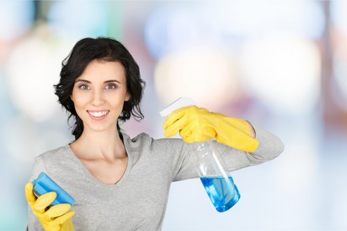 Local Westkensington window cleaner working on upper-floor glass